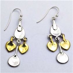 79) STERLING SILVER 2 TONE DANGLING EARRINGS