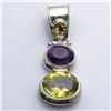 Image 1 : 85) STERLING SILVER MULTI STONE PENDANT