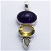 Image 1 : 90) STERLING SILVER MULTI STONE PENDANT