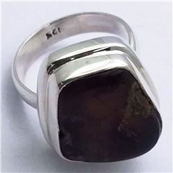 92) STERLING SILVER AGATE RING SIZE 6.25