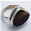 Image 1 : 97) STERLING SILVER AGATE RING SIZE 6.75