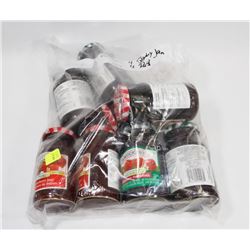 4 STRAWBERRY AND 4 RASPBERRY JAM JARS