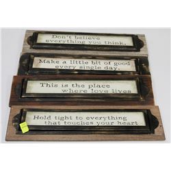 LOT OF 4 INSPIRATIONAL SAYING WALL HANGINGS