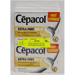 6 PACKS OF CEPACOL EXTRA STRENGTH BENZOCAINE AND