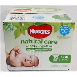 BOX OF HUGGIES NATURAL CARE WIPES.