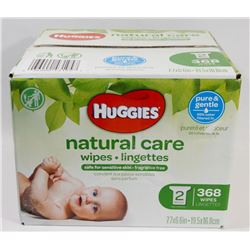 BOX OF HUGGIES NATURAL CARE WIPES.