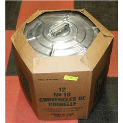LOT OF 12 METAL GARBAGE CAN LIDS 18.5, 470MM