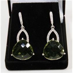 #117-GREEN AMETHYST GEMSTONE EARRINGS