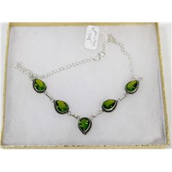 #113-GREEN PERIDOT GEMSTONE NECKLACE