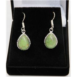 #107-GREEN TURQUOISE GEMSTONE EARRINGS