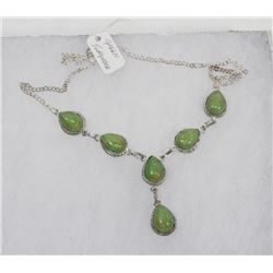 #106-GREEN TURQUOISE GEMSTONE NECKLACE