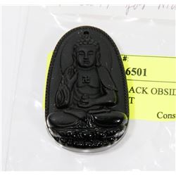 #91- NATURAL BLACK OBSIDIAN BUDDHA PENDENT
