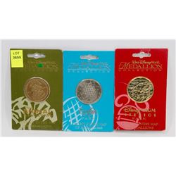 LOT OF 3 WALT DISNEY WORLD MEDALLIONS