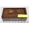 Image 2 : CARVED WOOD DOPHIN BOX FULL OF AMYTHEST STONES