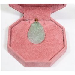 2) 14K YELLOW GOLD GENUINE JADEITE PENDANT