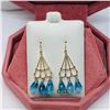 Image 3 : 151) 14K YELLOW GOLD BLUE TOPAZ EARRINGS