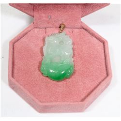 13) 14K YELLOW GOLD GENUINE JADEITE PENDANT