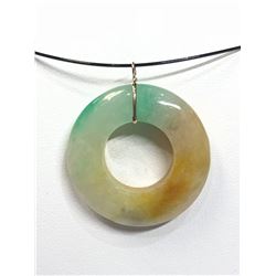 64) 14K YELLOW GOLD JADEITE PENDANT NECKLACE