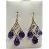 Image 2 : 57) 14K YELLOW GOLD AMETHYST & SAPPHIRE EARRINGS