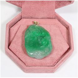 72) 14K YELLOW GOLD GENUINE JADEITE PENDANT