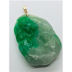 50) 14K YELLOW GOLD GENUINE JADEITE PENDANT