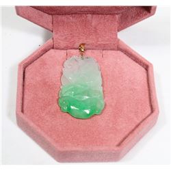 30) 14K YELLOW GOLD GENUINE JADEITE PENDANT