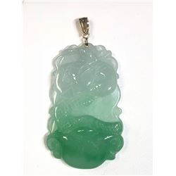 82) 14K YELLOW GOLD GENUINE JADEITE PENDANT