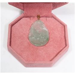 22) 14K YELLOW GOLD GENUINE JADEITE PENDANT