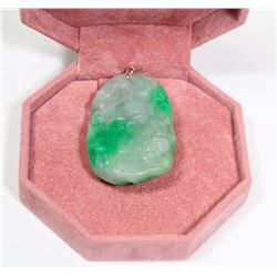 18) 14K YELLOW GOLD GENUINE JADEITE PENDANT
