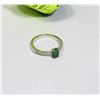 Image 1 : 15) STERLING SILVER EMERALD & CUBIC ZIRCONIA RING