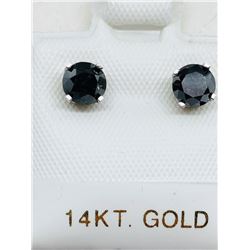 12) 14K WHITE GOLD BLACK DIAMOND EARRINGS