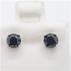 128) 14K WHITE GOLD BLACK DIAMOND EARRINGS