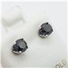 Image 2 : 128) 14K WHITE GOLD BLACK DIAMOND EARRINGS