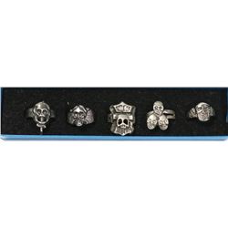 LOT OF 5 SKULL RINGS