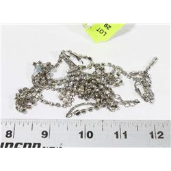 SILVER TONE & CLEAR CRYSTAL LARIAT STYLE NECKLACE