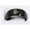 Image 1 : NEW MENS FREEMASON BLACK TUNGSTEN CARBIDE BAND.