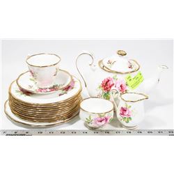 17PC ROYAL ALBERT AMERICAN BEAUTY TEA SET W/EXTRA