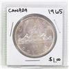 Image 1 : CANADA 1965 SILVER DOLLAR COIN.