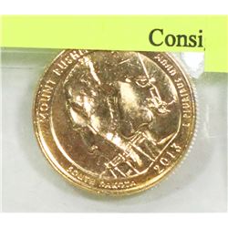 US 2013 GOLD TONE QUARTER.