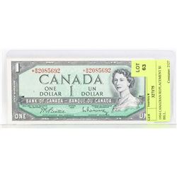 1954 CANADIAN REPLACEMENT $1 BILL.