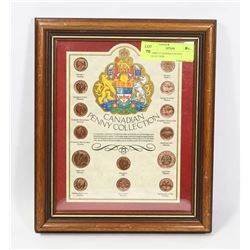 FRAMED CANADIAN PENNY COLLECTION.