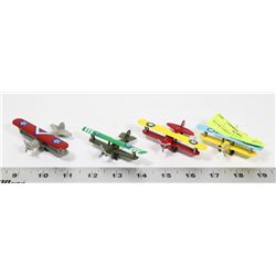SET OF 4 MINIATURE BIPLANES FIGURES