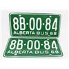 Image 1 : MATCHING SET 1968 ALBERTA  LICENCE PLATE