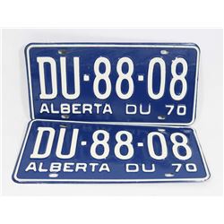 MATCHING SET 1970 ALBERTA  LICENCE PLATE