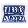 Image 1 : MATCHING SET 1970 ALBERTA  LICENCE PLATE