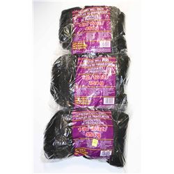 LOT OF-3 BLACK 1LB BAGS OF 100% ACRYLIC