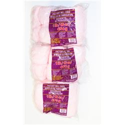 LOT OF 3 PINK 1 LB BAGS OF 100% ACRYLIC YARN