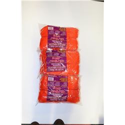 LOT OF 3 ORANGE 1 LB BAGS OF 100% ACRYLIC YARN