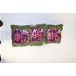 LOT OF 3 GREEN 1 LB BAGS OF 100% ACRYLIC YARN
