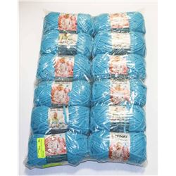LOT OF-12 MED BLUE BERNAT BABY BLANKET YARN